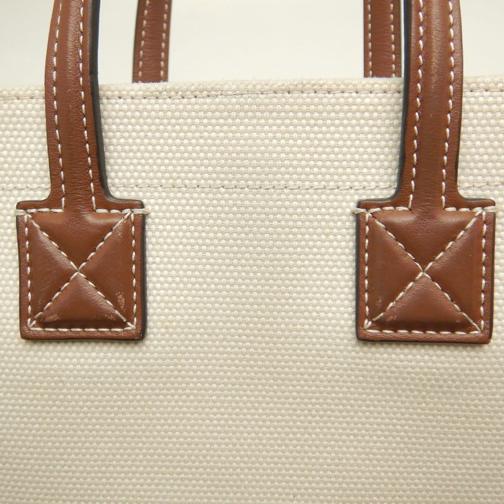 BURBERRY バーバリー ミニフレヤトート 8044141 トートバッグ キャンバスxレザー ナチュラル ブラウン レディース /253611【中古】