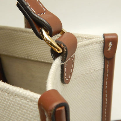 BURBERRY バーバリー ミニフレヤトート 8044141 トートバッグ キャンバスxレザー ナチュラル ブラウン レディース /253611【中古】