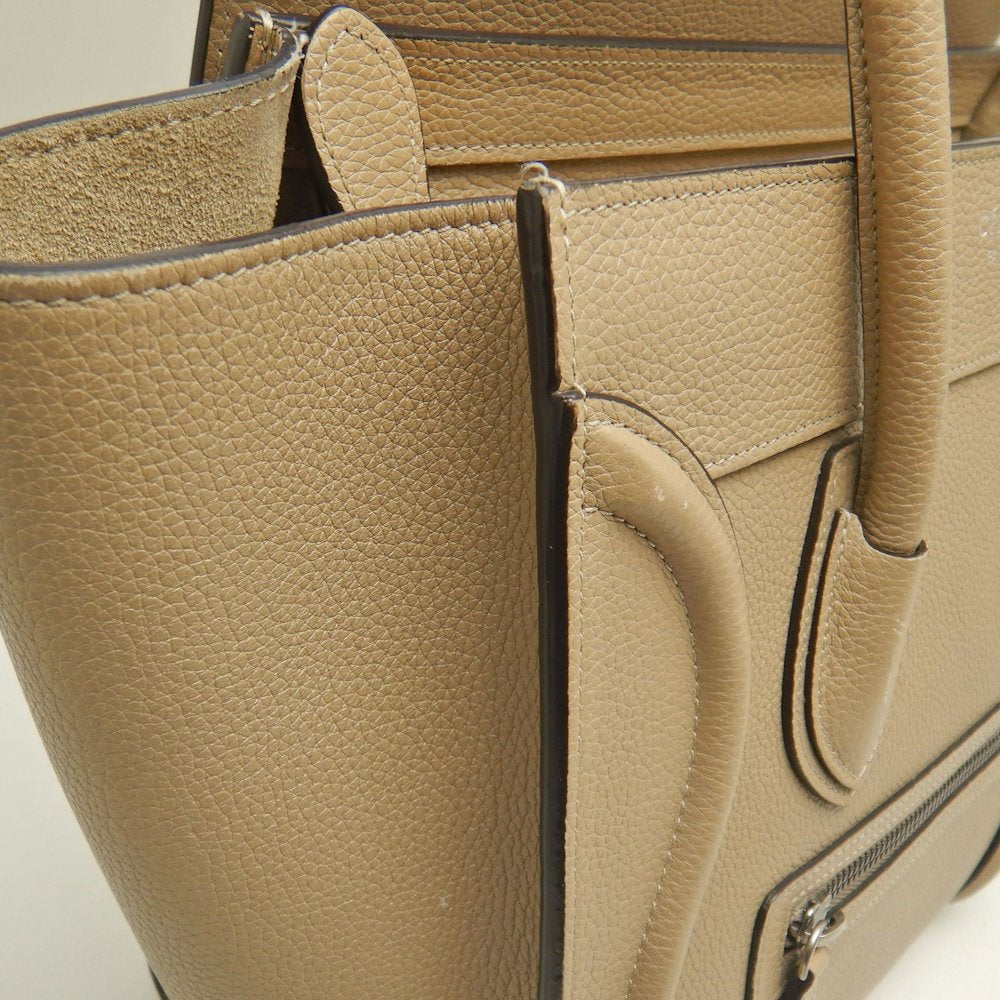 CELINE セリーヌ ラゲージ マイクロショッパー F-AT-1145//F-CU-1165 ハンドバッグ カーフ ベージュ レディース /253614【中古】