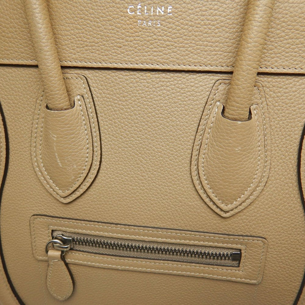 CELINE セリーヌ ラゲージ マイクロショッパー F-AT-1145//F-CU-1165 ハンドバッグ カーフ ベージュ レディース /253614【中古】