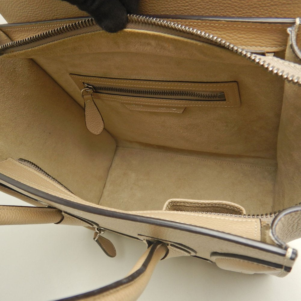 CELINE セリーヌ ラゲージ マイクロショッパー F-AT-1145//F-CU-1165 ハンドバッグ カーフ ベージュ レディース /253614【中古】