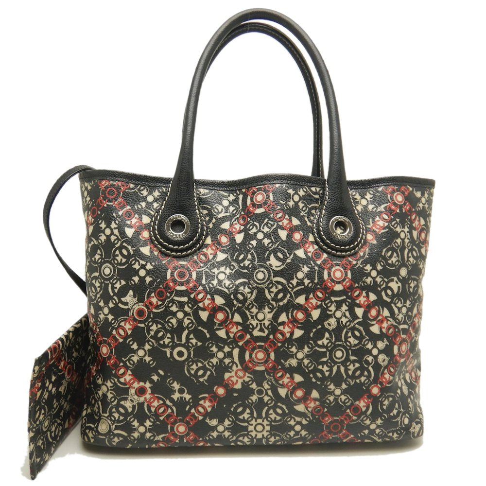 CHANEL シャネル ココトラベル A36181 トートバッグ PVCコーティングキャンバスxレザー ブラック レッド レディース /253616【中古】