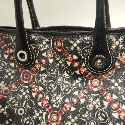 CHANEL シャネル ココトラベル A36181 トートバッグ PVCコーティングキャンバスxレザー ブラック レッド レディース /253616【中古】