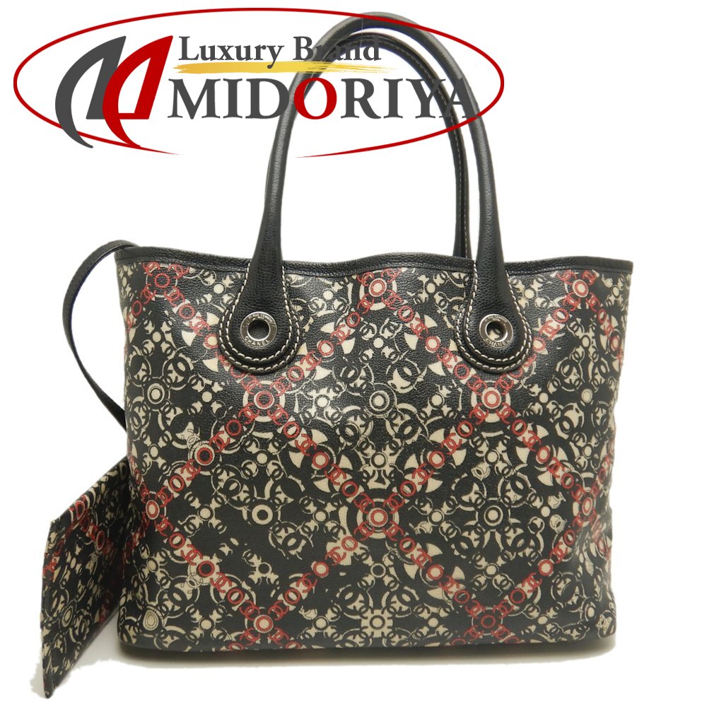 CHANEL シャネル ココトラベル A36181 トートバッグ PVCコーティングキャンバスxレザー ブラック レッド レディース /253616【中古】