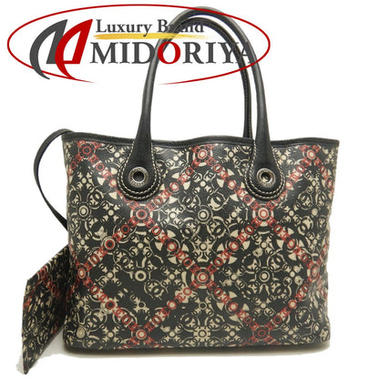 CHANEL シャネル ココトラベル A36181 トートバッグ PVCコーティングキャンバスxレザー ブラック レッド レディース /253616【中古】