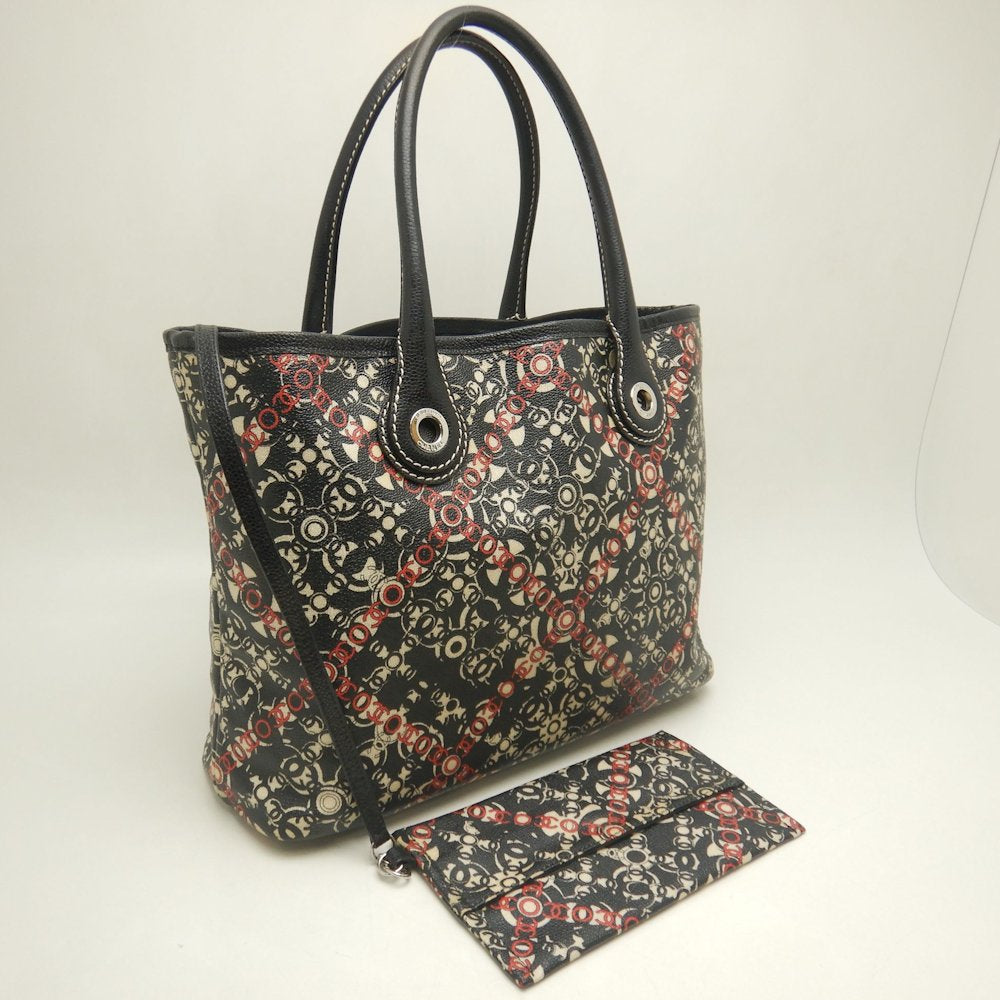 CHANEL シャネル ココトラベル A36181 トートバッグ PVCコーティングキャンバスxレザー ブラック レッド レディース /253616【中古】