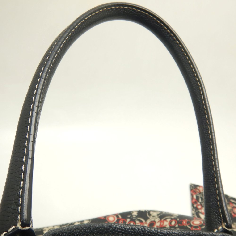 CHANEL シャネル ココトラベル A36181 トートバッグ PVCコーティングキャンバスxレザー ブラック レッド レディース /253616【中古】