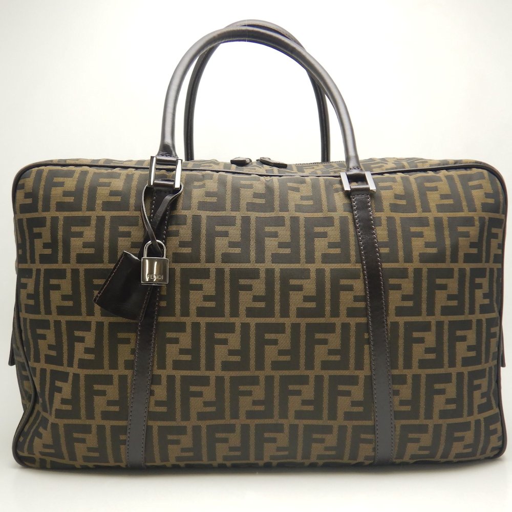 FENDI フェンディ ズッカ 2415-7VS002-019 ボストンバッグ キャンバスxレザー ブラウン レディース /253661【中古】