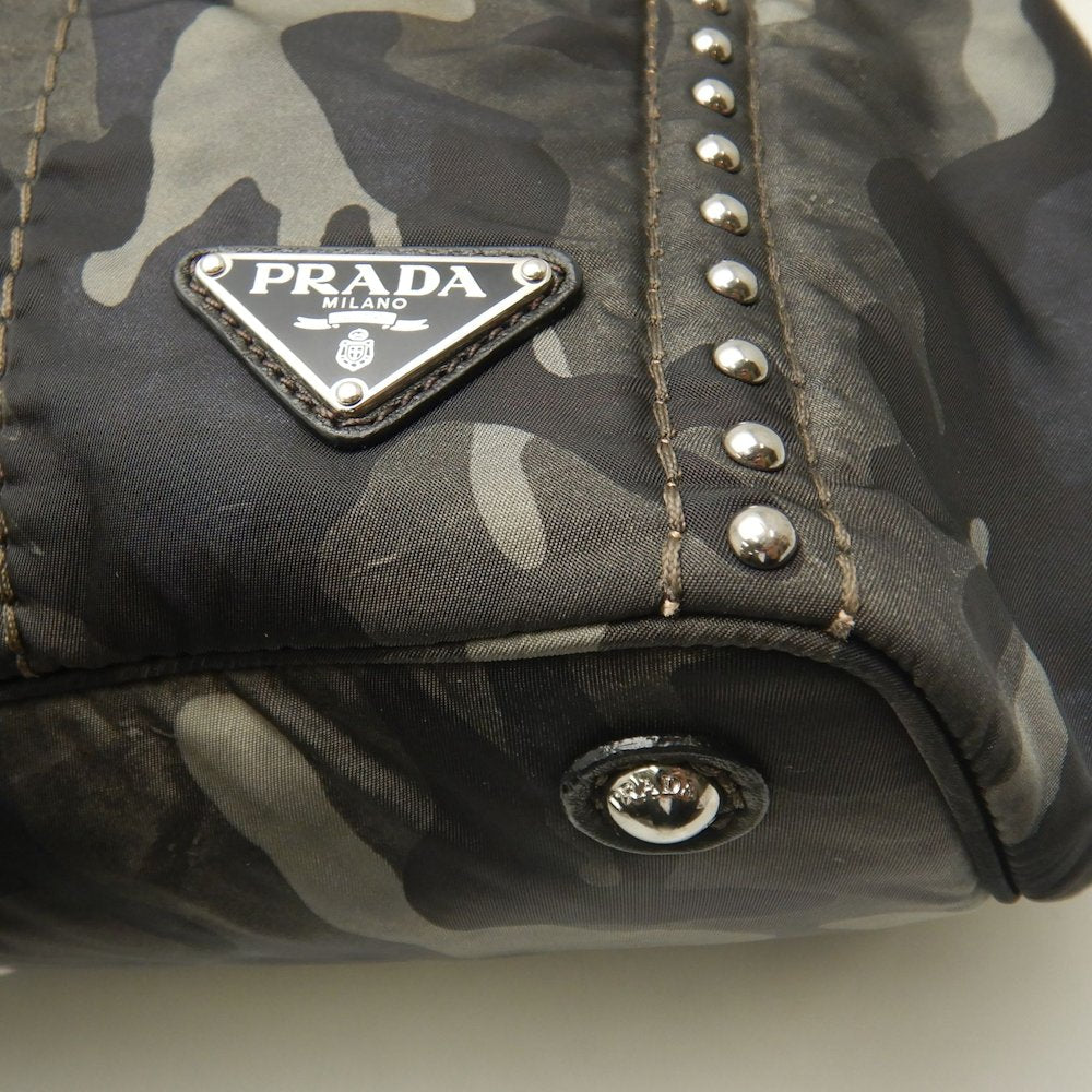 PRADA プラダ カナパ テスート BR4557 トートバッグ ナイロン FUMO レディース /253676【中古】