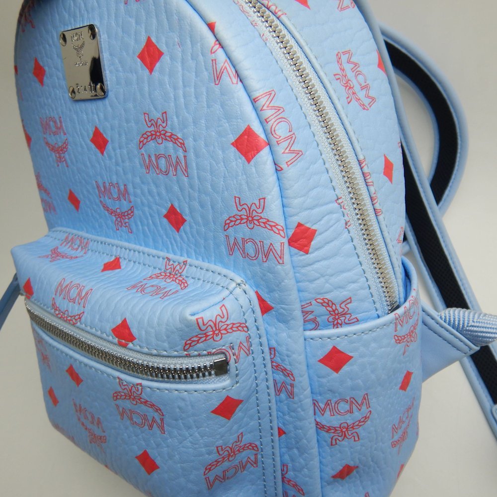 MCM エムシーエム スターク バックパック27 MMKASVE13H2001 リュック レザー ブルーベル レディース /253681【中古】