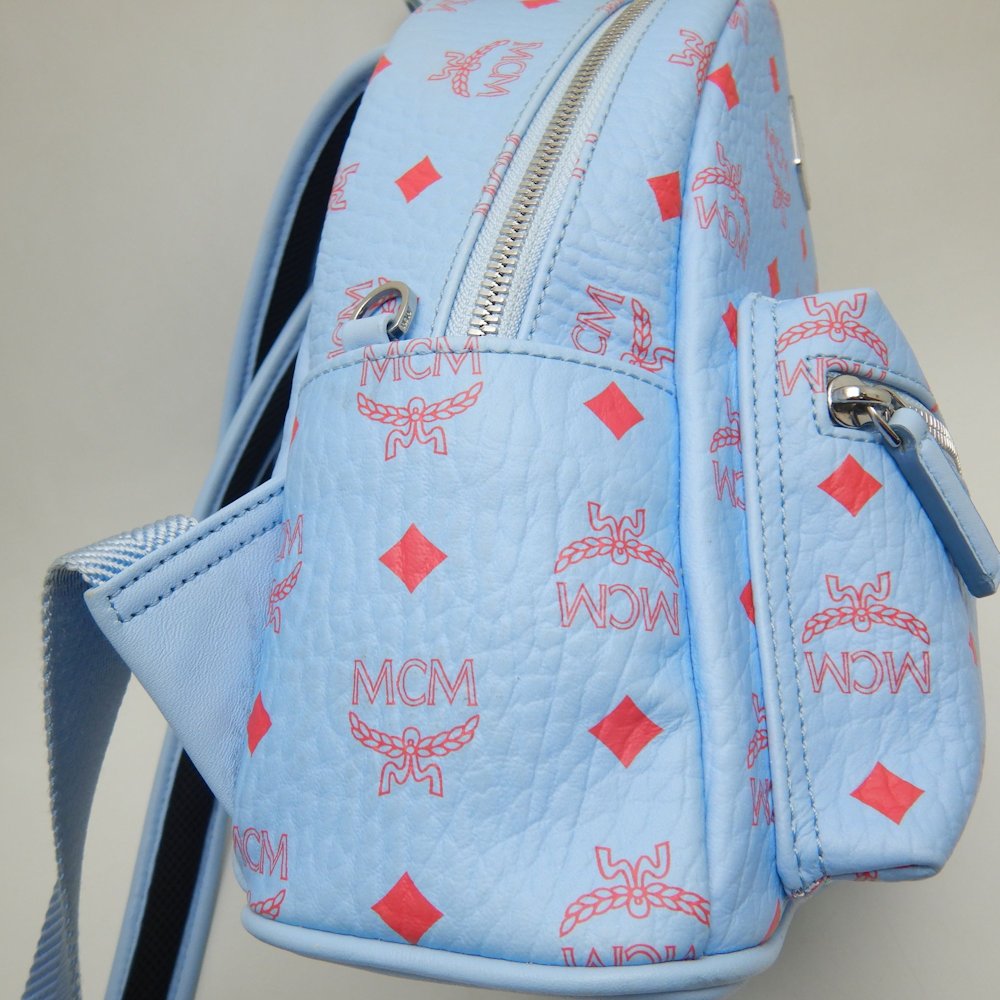 MCM エムシーエム スターク バックパック27 MMKASVE13H2001 リュック レザー ブルーベル レディース /253681【中古】