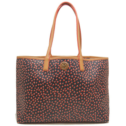 Tory Burch トリーバーチ ハート総柄 トートバッグ PVCコーティングキャンバス レッド ブラック レディース /253695【中古】
