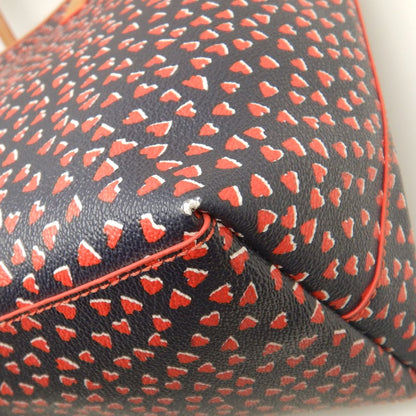 Tory Burch トリーバーチ ハート総柄 トートバッグ PVCコーティングキャンバス レッド ブラック レディース /253695【中古】