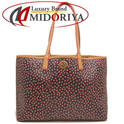 Tory Burch トリーバーチ ハート総柄 トートバッグ PVCコーティングキャンバス レッド ブラック レディース /253695【中古】