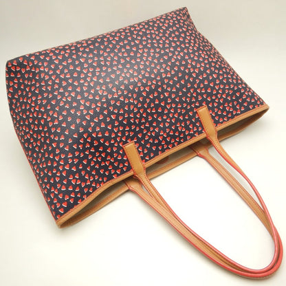 Tory Burch トリーバーチ ハート総柄 トートバッグ PVCコーティングキャンバス レッド ブラック レディース /253695【中古】