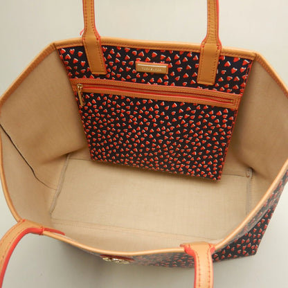 Tory Burch トリーバーチ ハート総柄 トートバッグ PVCコーティングキャンバス レッド ブラック レディース /253695【中古】