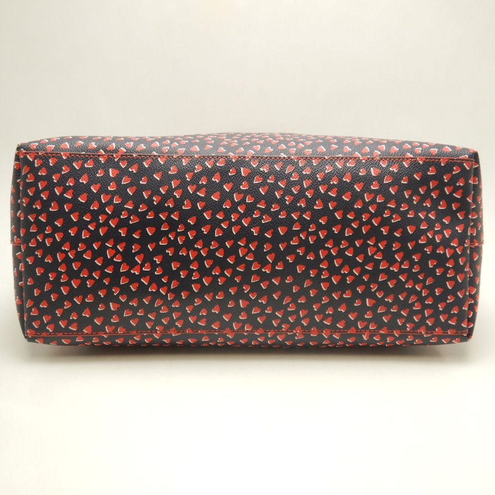 Tory Burch トリーバーチ ハート総柄 トートバッグ PVCコーティングキャンバス レッド ブラック レディース /253695【中古】