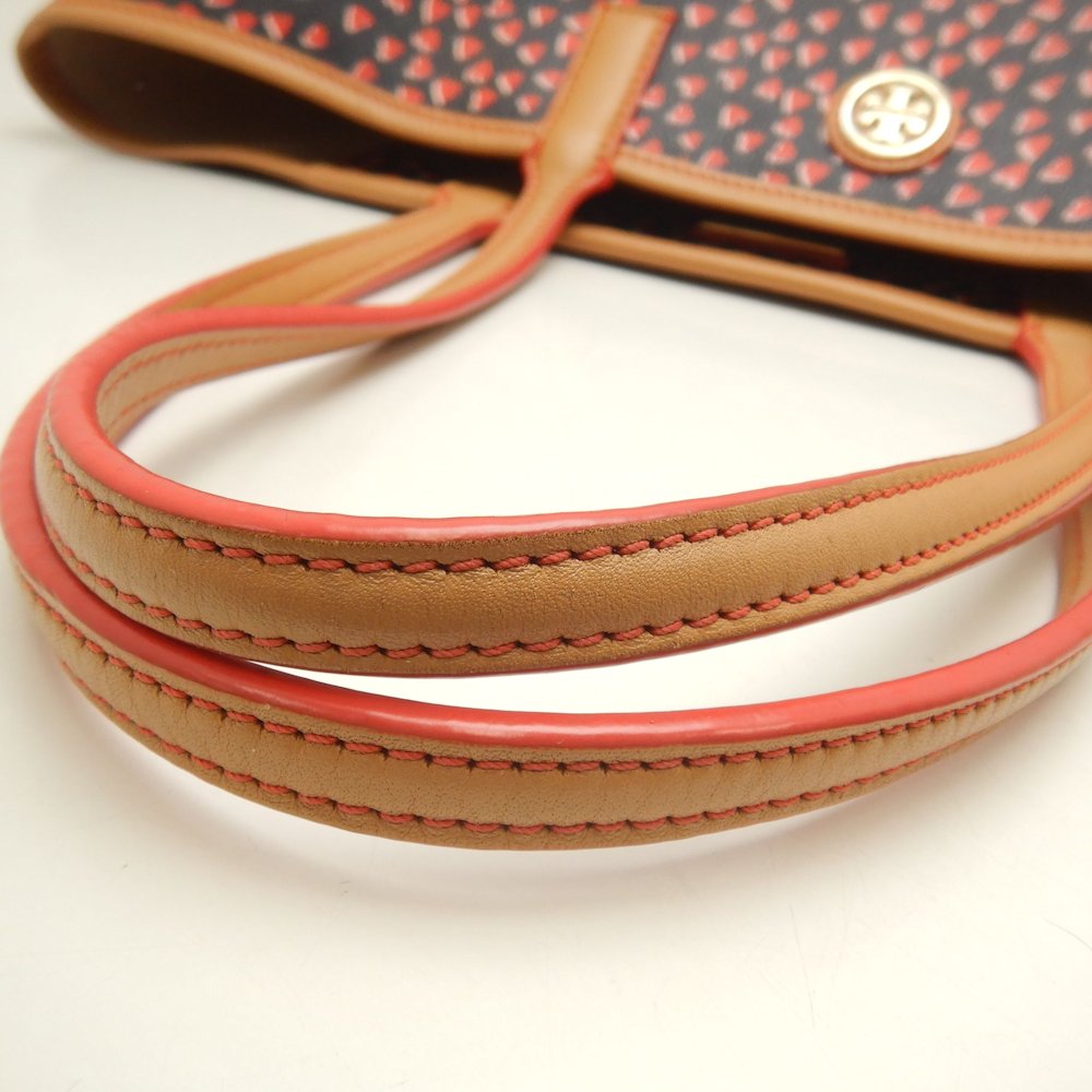 Tory Burch トリーバーチ ハート総柄 トートバッグ PVCコーティングキャンバス レッド ブラック レディース /253695【中古】