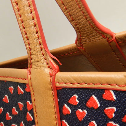 Tory Burch トリーバーチ ハート総柄 トートバッグ PVCコーティングキャンバス レッド ブラック レディース /253695【中古】