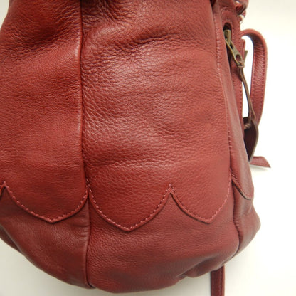 AOYAMA IBIZA 青山イビサ 巾着ショルダー 型押し 8360-00360 ショルダーバッグ レザー ワインレッド レディース /253701【中古】