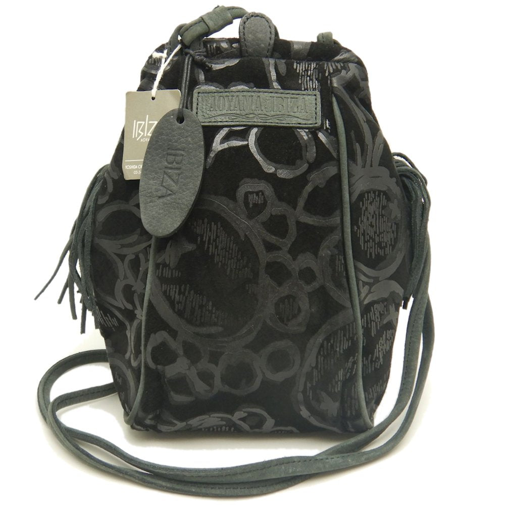 AOYAMA IBIZA 青山イビサ ガマ口 3514-00280 ショルダーバッグ スエード ブラック レディース /253705【中古】