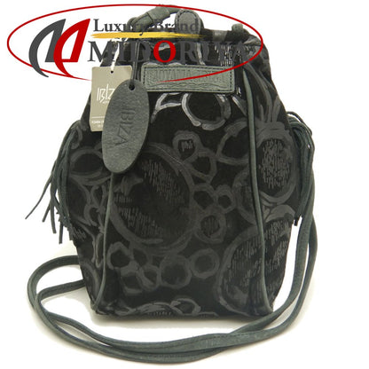 AOYAMA IBIZA 青山イビサ ガマ口 3514-00280 ショルダーバッグ スエード ブラック レディース /253705【中古】