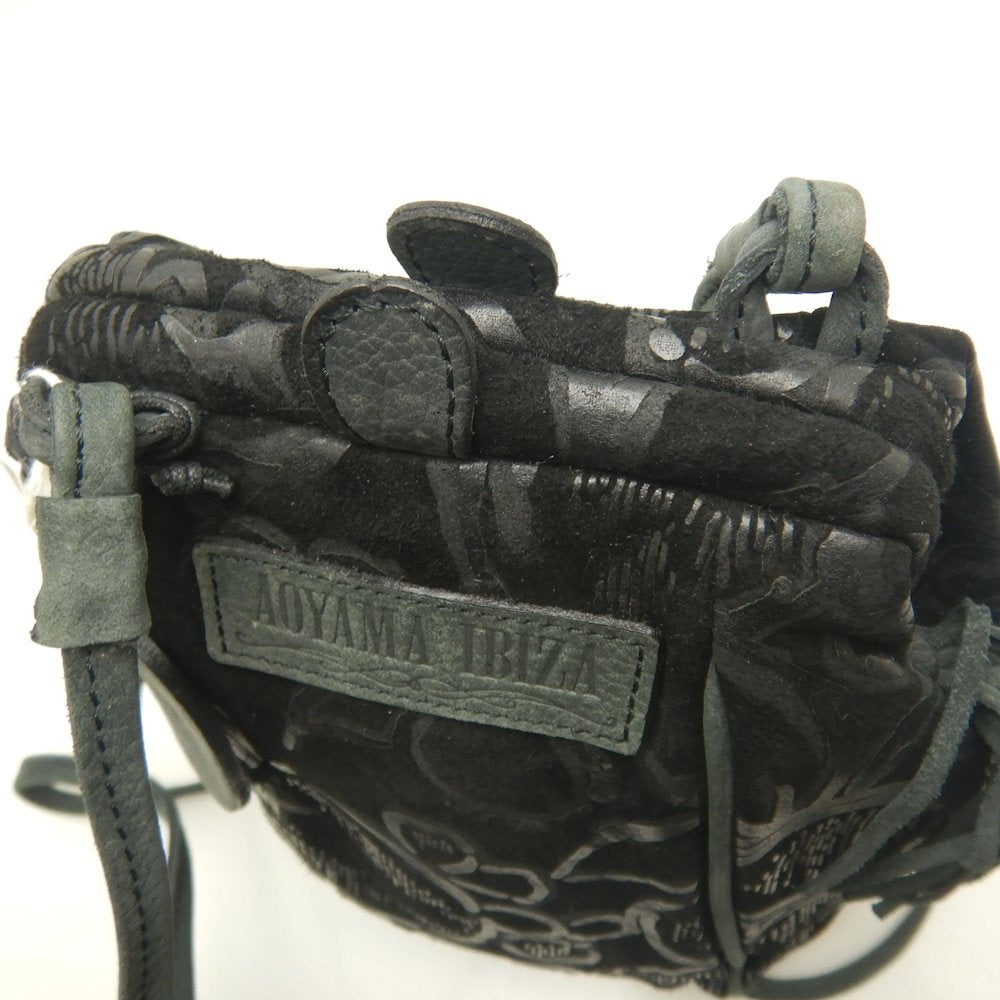 AOYAMA IBIZA 青山イビサ ガマ口 3514-00280 ショルダーバッグ スエード ブラック レディース /253705【中古】