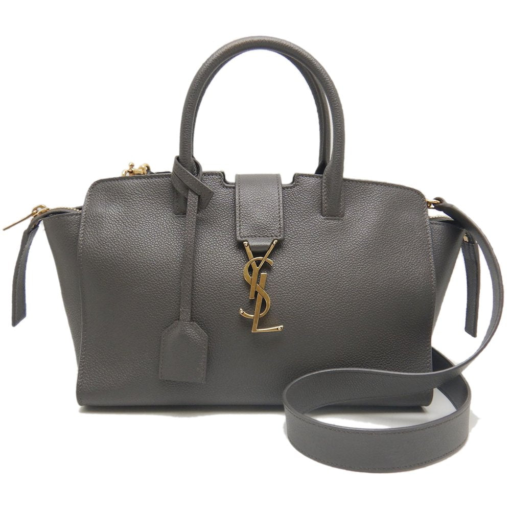 SAINT LAURENT サンローラン ダウンタウンベイビー カバス 635346 ハンドバッグ レザー グレー レディース /253715【中古】