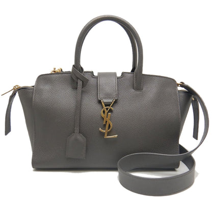 SAINT LAURENT サンローラン ダウンタウンベイビー カバス 635346 ハンドバッグ レザー グレー レディース /253715【中古】