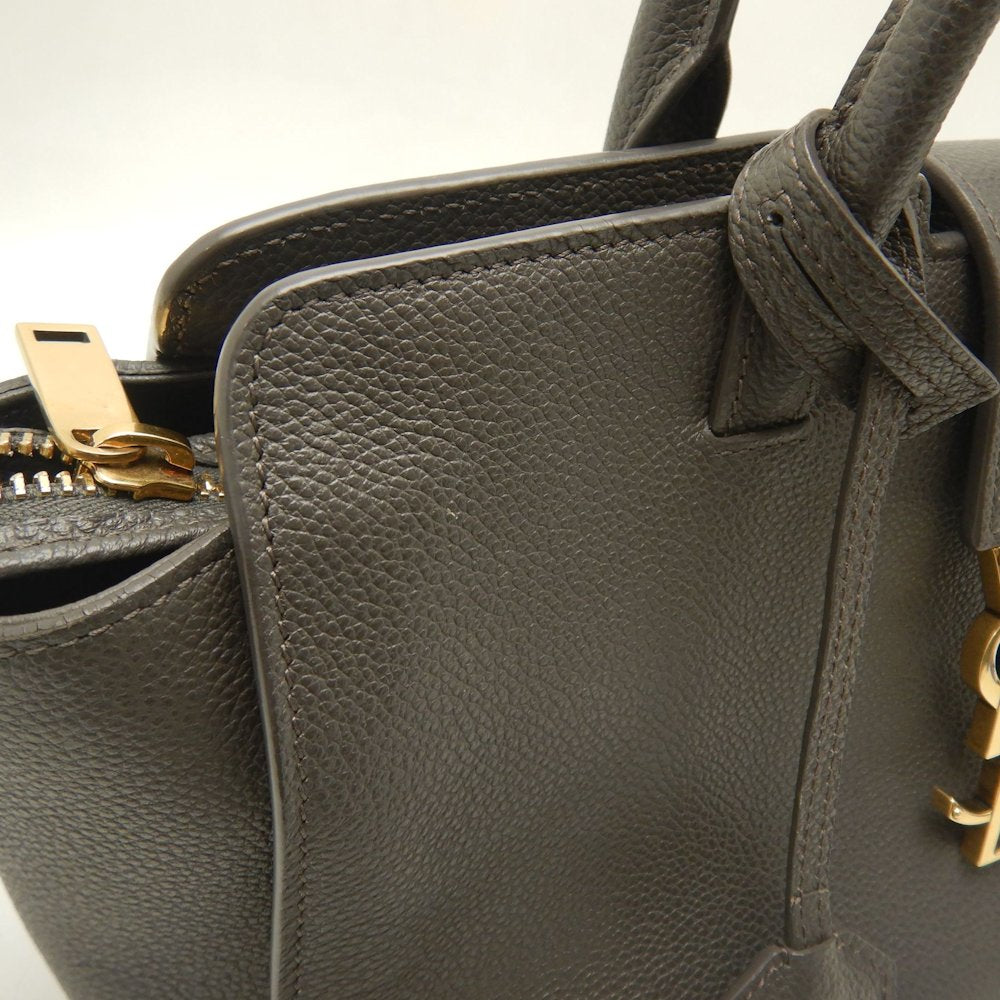 SAINT LAURENT サンローラン ダウンタウンベイビー カバス 635346 ハンドバッグ レザー グレー レディース /253715【中古】