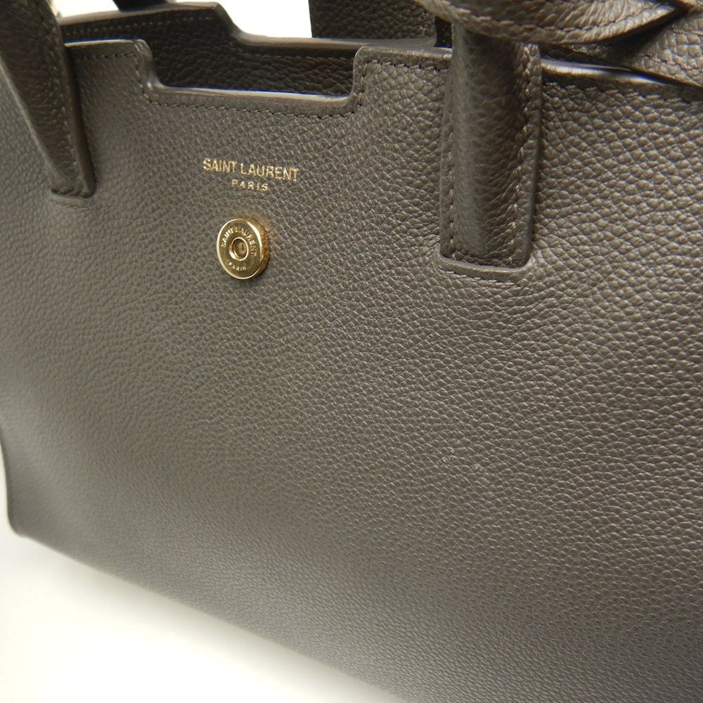 SAINT LAURENT サンローラン ダウンタウンベイビー カバス 635346 ハンドバッグ レザー グレー レディース /253715【中古】