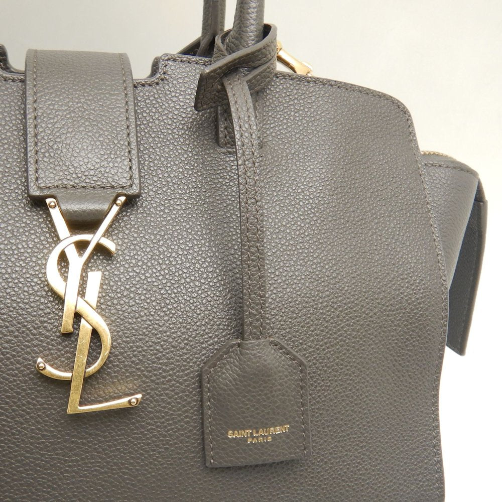 SAINT LAURENT サンローラン ダウンタウンベイビー カバス 635346 ハンドバッグ レザー グレー レディース /253715【中古】