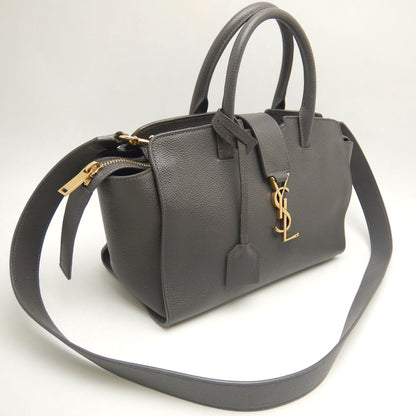 SAINT LAURENT サンローラン ダウンタウンベイビー カバス 635346 ハンドバッグ レザー グレー レディース /253715【中古】