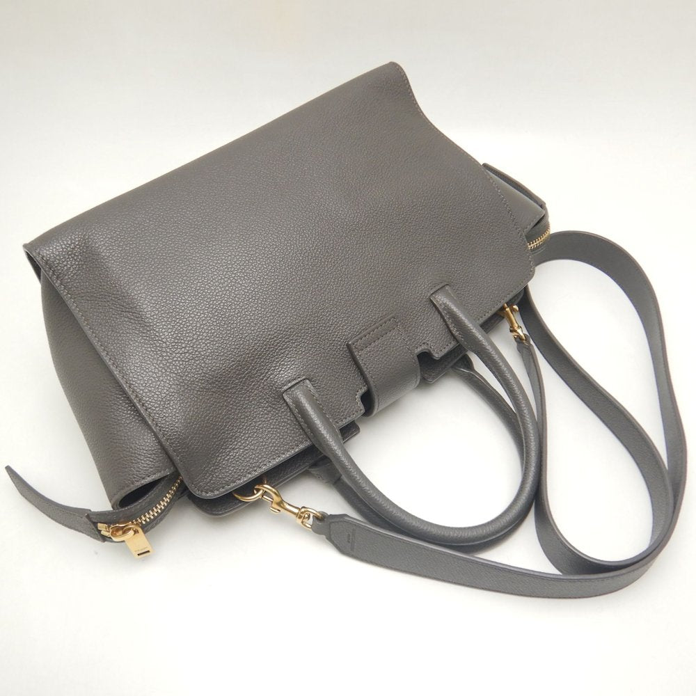 SAINT LAURENT サンローラン ダウンタウンベイビー カバス 635346 ハンドバッグ レザー グレー レディース /253715【中古】