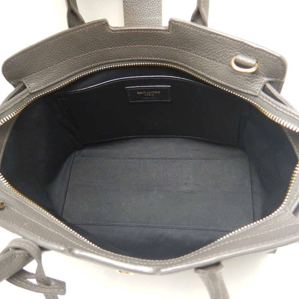 SAINT LAURENT サンローラン ダウンタウンベイビー カバス 635346 ハンドバッグ レザー グレー レディース /253715【中古】