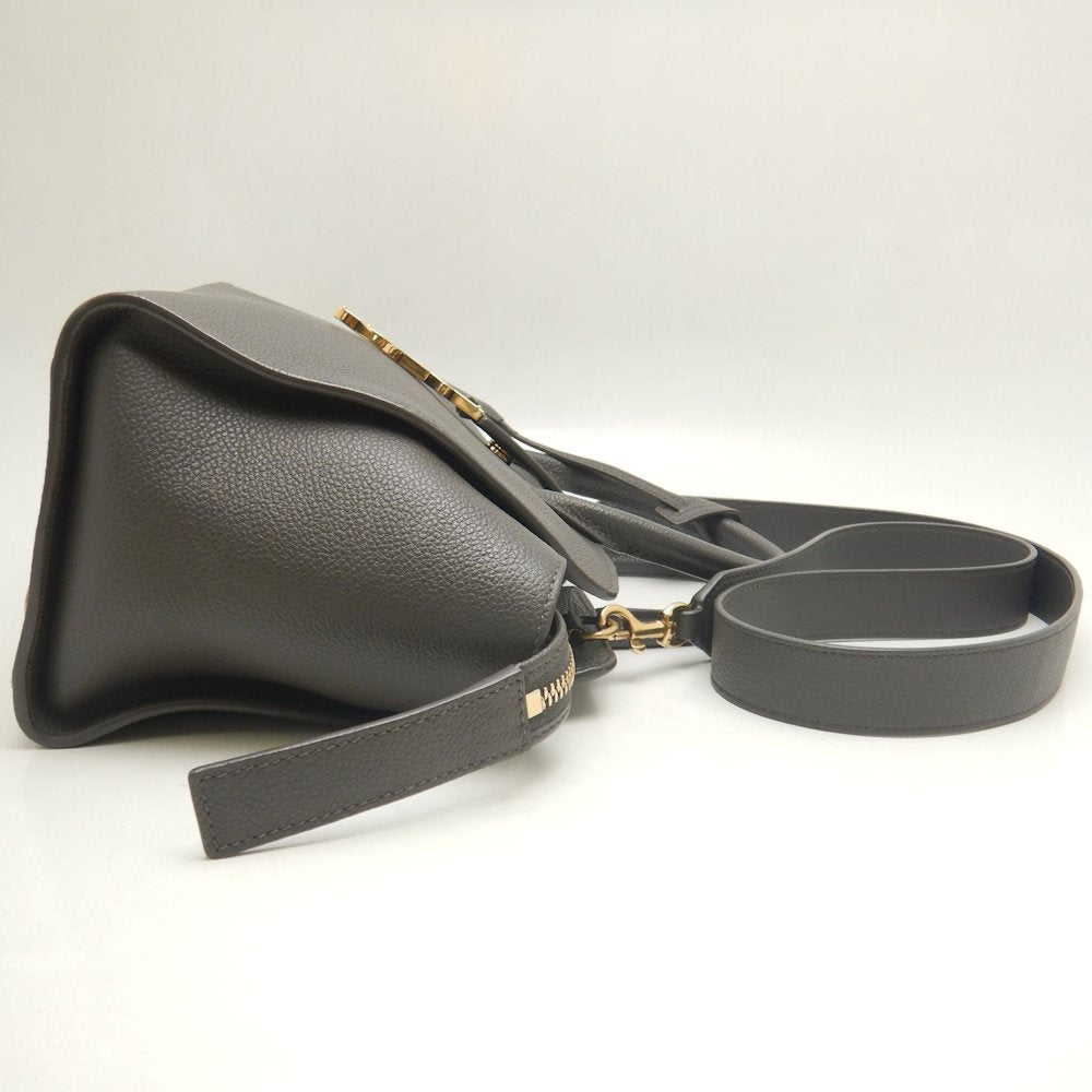 SAINT LAURENT サンローラン ダウンタウンベイビー カバス 635346 ハンドバッグ レザー グレー レディース /253715【中古】