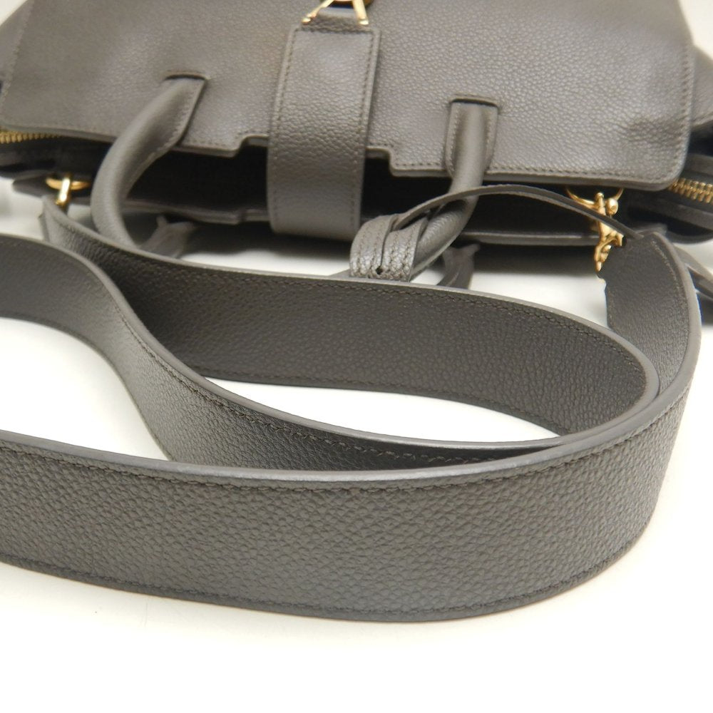 SAINT LAURENT サンローラン ダウンタウンベイビー カバス 635346 ハンドバッグ レザー グレー レディース /253715【中古】