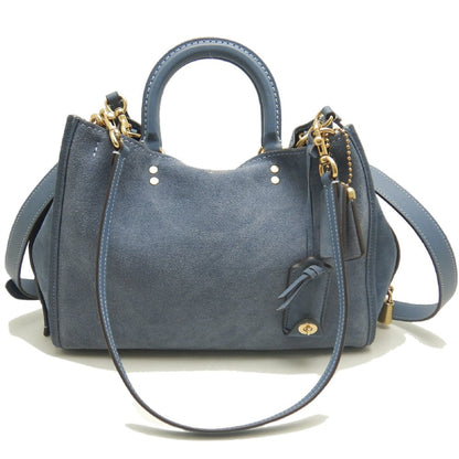 COACH コーチ ローグ CCX24 3WAY ハンドバッグ スエードxレザー ブルー レディース /253747【中古】