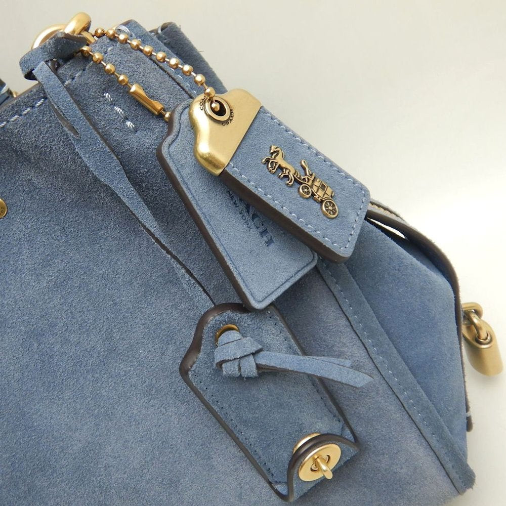 COACH コーチ ローグ CCX24 3WAY ハンドバッグ スエードxレザー ブルー レディース /253747【中古】
