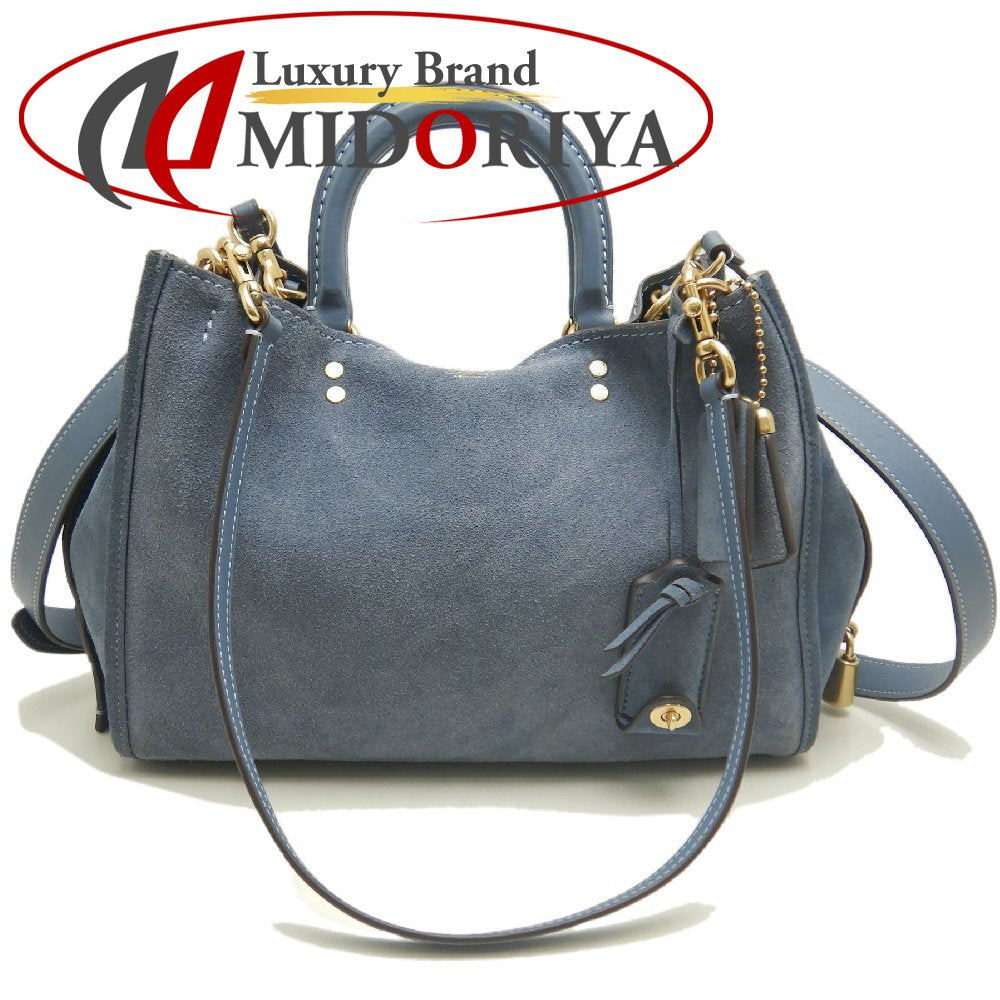 COACH コーチ ローグ CCX24 3WAY ハンドバッグ スエードxレザー ブルー レディース /253747【中古】