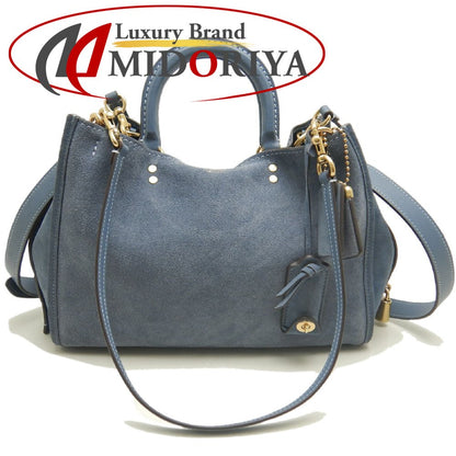 COACH コーチ ローグ CCX24 3WAY ハンドバッグ スエードxレザー ブルー レディース /253747【中古】