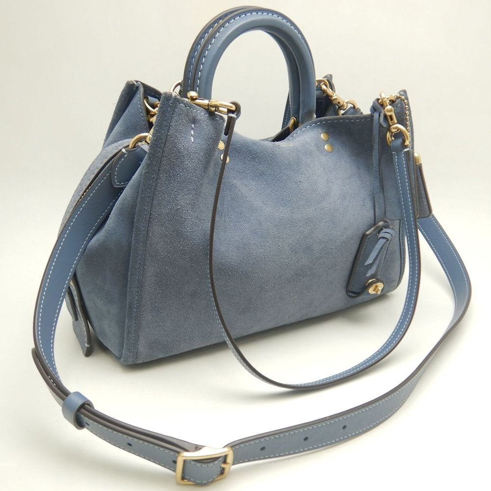 COACH コーチ ローグ CCX24 3WAY ハンドバッグ スエードxレザー ブルー レディース /253747【中古】