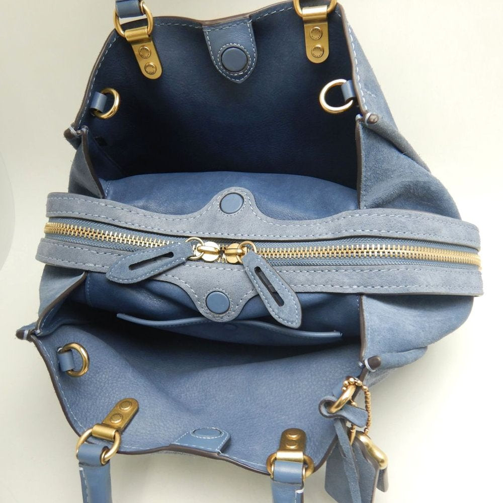 COACH コーチ ローグ CCX24 3WAY ハンドバッグ スエードxレザー ブルー レディース /253747【中古】