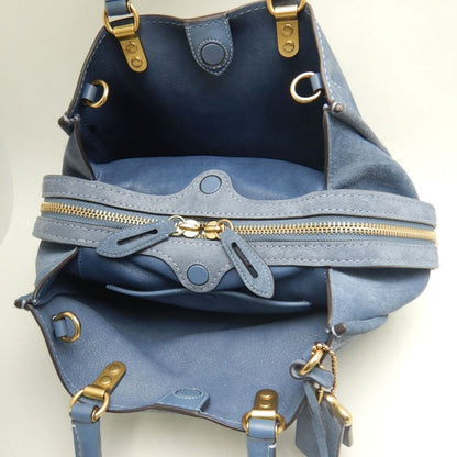 COACH コーチ ローグ CCX24 3WAY ハンドバッグ スエードxレザー ブルー レディース /253747【中古】