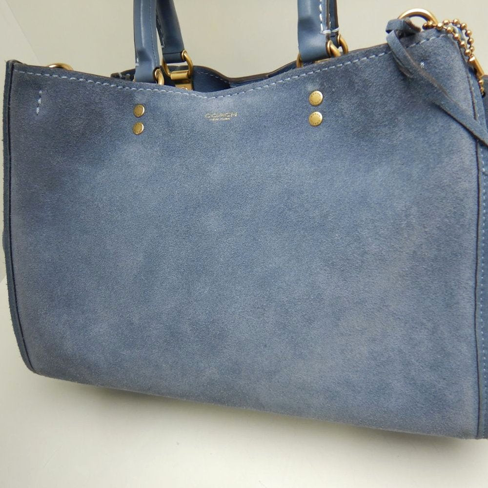 COACH コーチ ローグ CCX24 3WAY ハンドバッグ スエードxレザー ブルー レディース /253747【中古】
