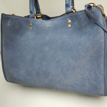 COACH コーチ ローグ CCX24 3WAY ハンドバッグ スエードxレザー ブルー レディース /253747【中古】