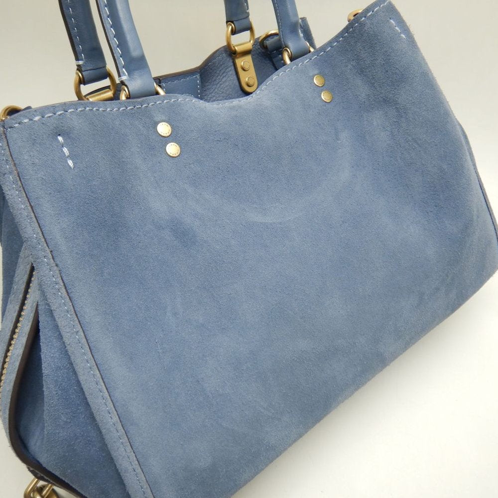 COACH コーチ ローグ CCX24 3WAY ハンドバッグ スエードxレザー ブルー レディース /253747【中古】