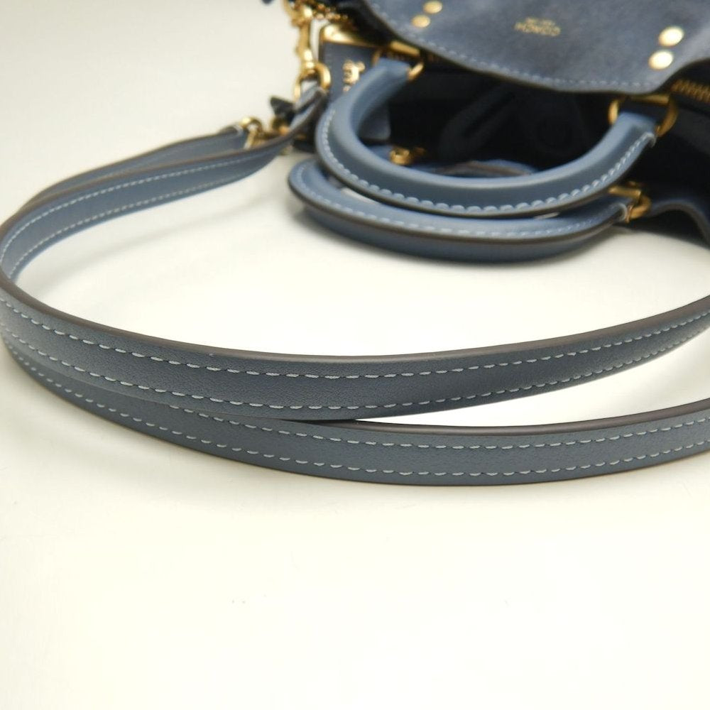 COACH コーチ ローグ CCX24 3WAY ハンドバッグ スエードxレザー ブルー レディース /253747【中古】