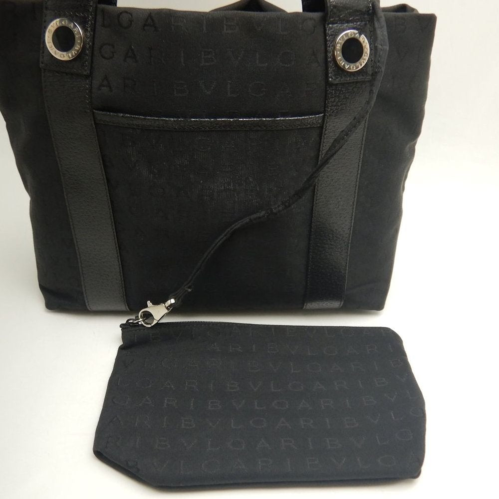 BVLGARI ブルガリ ロゴマニア ハンドバッグ キャンバスxレザー ブラック レディース /253781【中古】