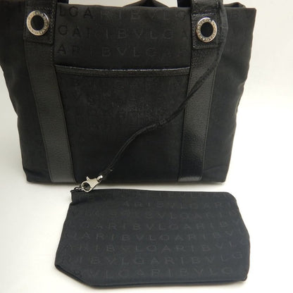 BVLGARI ブルガリ ロゴマニア ハンドバッグ キャンバスxレザー ブラック レディース /253781【中古】